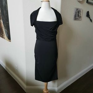 Moda Intl Black Ruched Matte Jersey Midi Dress